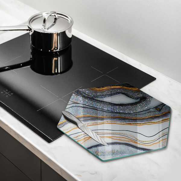 Tagliere in vetro roccia con oro