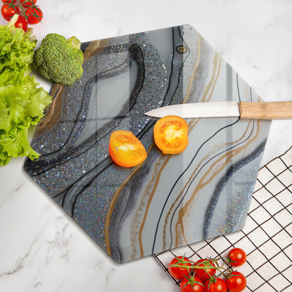 Tagliere in vetro roccia con oro