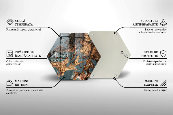 Tagliere in vetro Struttura in roccia dorata