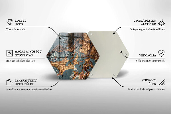 Tagliere in vetro Struttura in roccia dorata