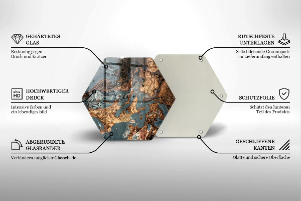 Tagliere in vetro Struttura in roccia dorata