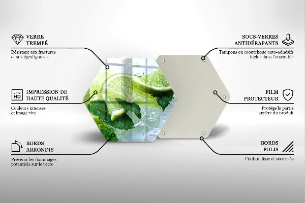 Tagliere in vetro Menta lime e ghiaccio