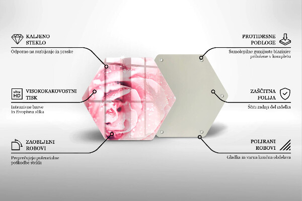 Tagliere in vetro Gocce di rugiada e fiore di rosa