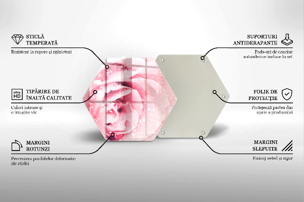 Tagliere in vetro Gocce di rugiada e fiore di rosa