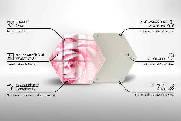 Tagliere in vetro Gocce di rugiada e fiore di rosa