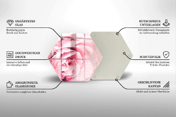 Tagliere in vetro Gocce di rugiada e fiore di rosa