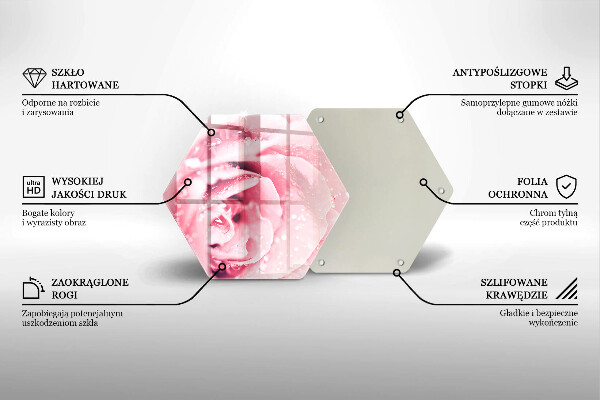 Tagliere in vetro Gocce di rugiada e fiore di rosa