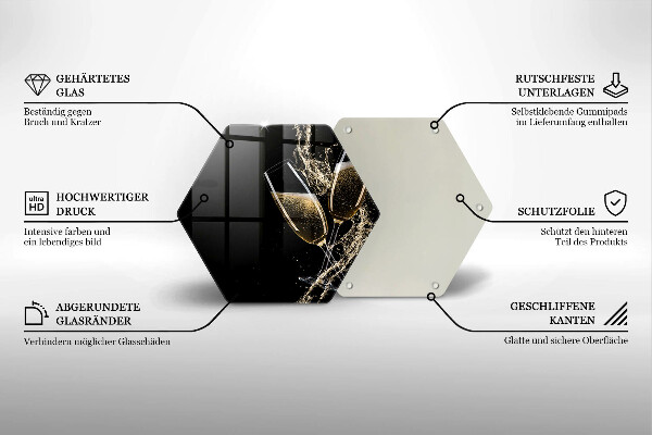 Tagliere in vetro Bicchieri di champagne