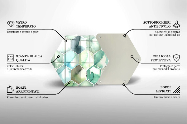 Tagliere in vetro Esagoni dell'acquerello