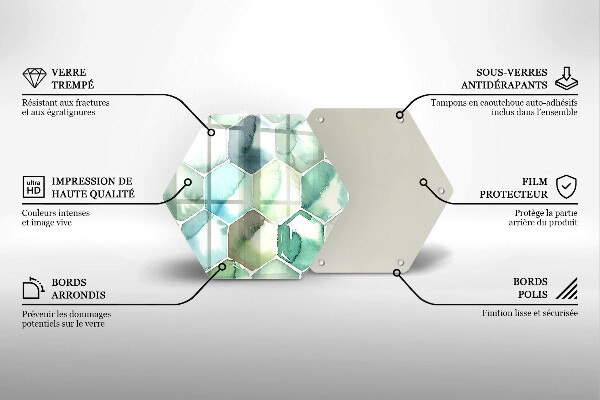 Tagliere in vetro Esagoni dell'acquerello