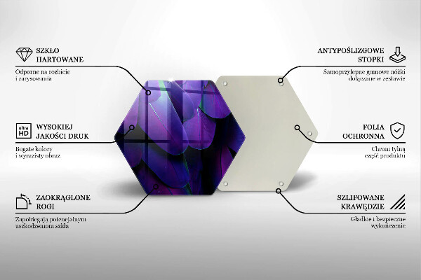 Tagliere in vetro Piume al neon