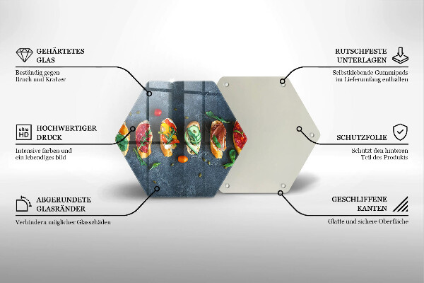 Tagliere in vetro temperato Panini Colorati