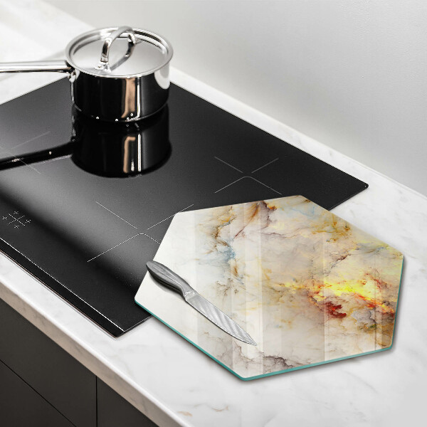 Tagliere in vetro temperato Struttura in marmo con oro