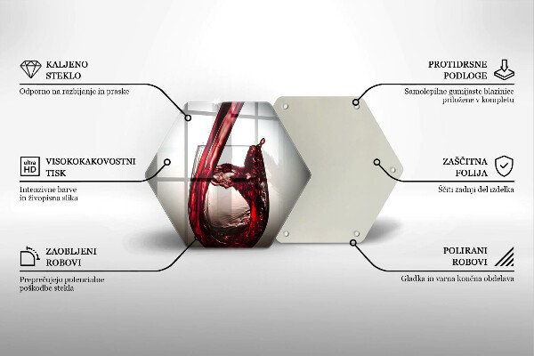 Tagliere in vetro Bicchiere e vino rosso