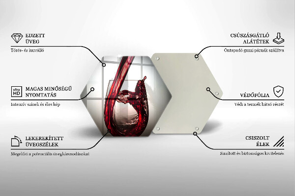 Tagliere in vetro Bicchiere e vino rosso