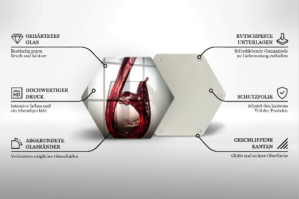 Tagliere in vetro Bicchiere e vino rosso