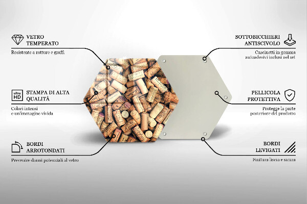 Tagliere in vetro Modello senza cuciture di tappi per vino