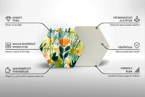 Tagliere in vetro temperato Fiori dipinti