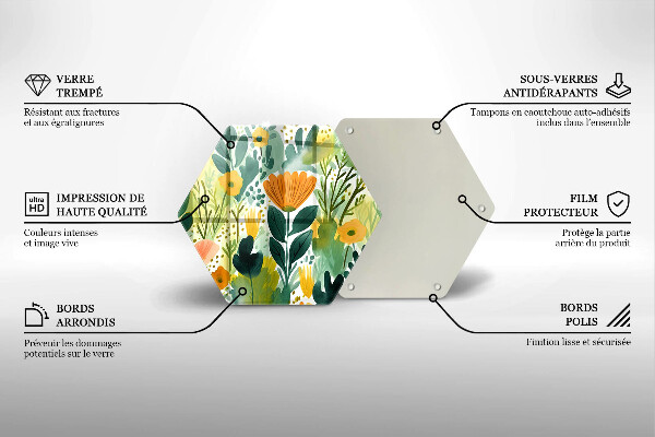 Tagliere in vetro temperato Fiori dipinti