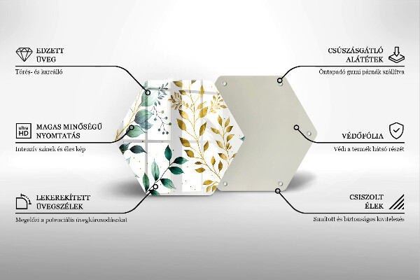 Tagliere in vetro Foglie verdi e dorate