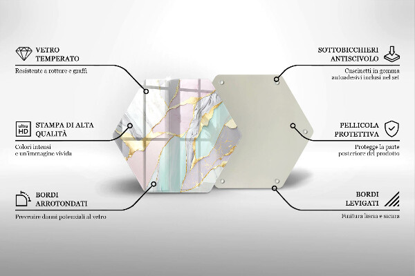 Tagliere in vetro Marmo pastello