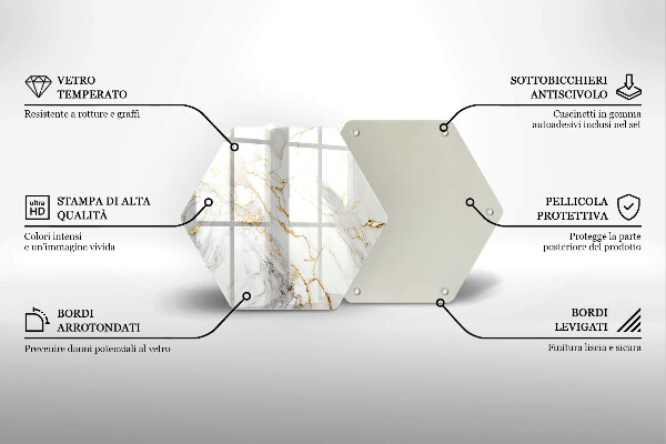 Tagliere in vetro Marmo chiaro con oro