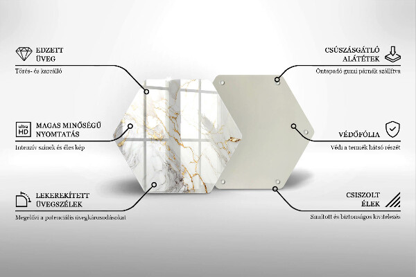 Tagliere in vetro Marmo chiaro con oro