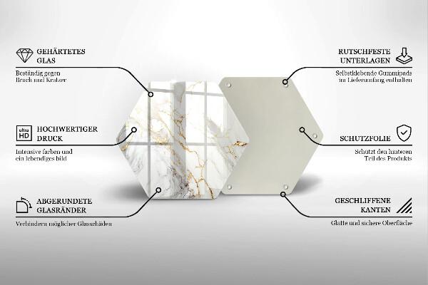 Tagliere in vetro Marmo chiaro con oro