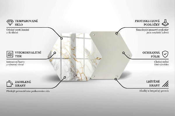 Tagliere in vetro Marmo chiaro con oro