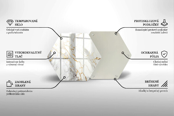 Tagliere in vetro Marmo chiaro con oro