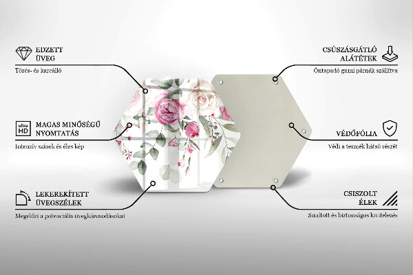 Tagliere in vetro Rose dell'acquerello