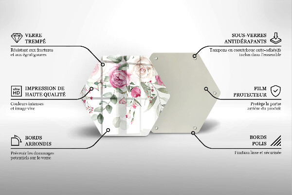 Tagliere in vetro Rose dell'acquerello