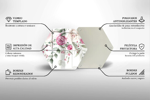 Tagliere in vetro Rose dell'acquerello