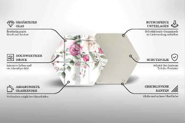 Tagliere in vetro Rose dell'acquerello