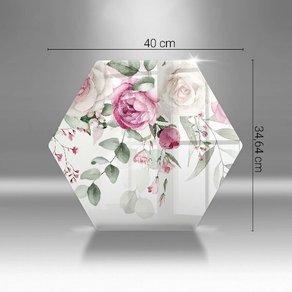 Tagliere in vetro Rose dell'acquerello