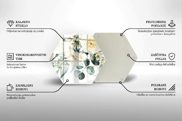 Tagliere in vetro Fiori ad acquerelli