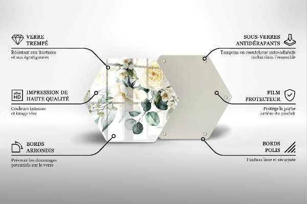 Tagliere in vetro Fiori ad acquerelli