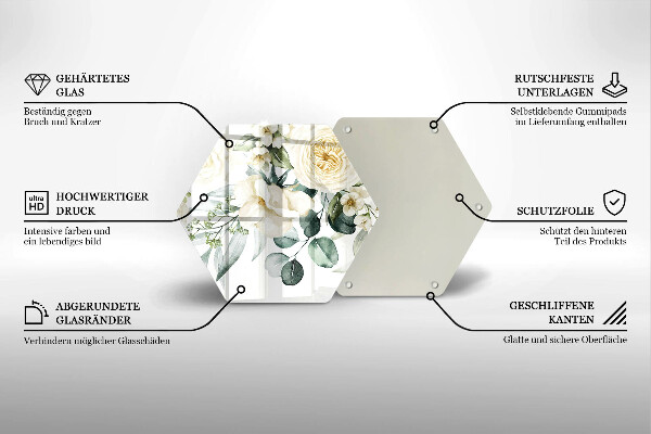 Tagliere in vetro Fiori ad acquerelli