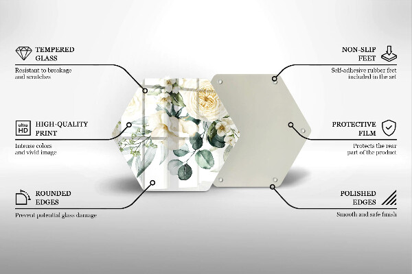 Tagliere in vetro Fiori ad acquerelli