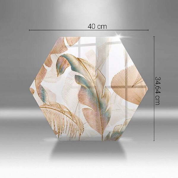 Tagliere in vetro Piume e foglie boho