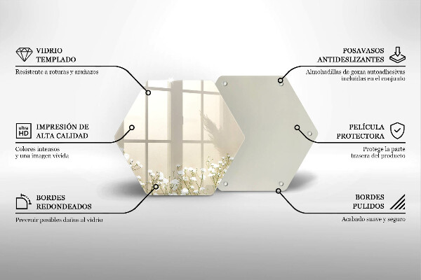 Tagliere in vetro Fiori boho in gesso