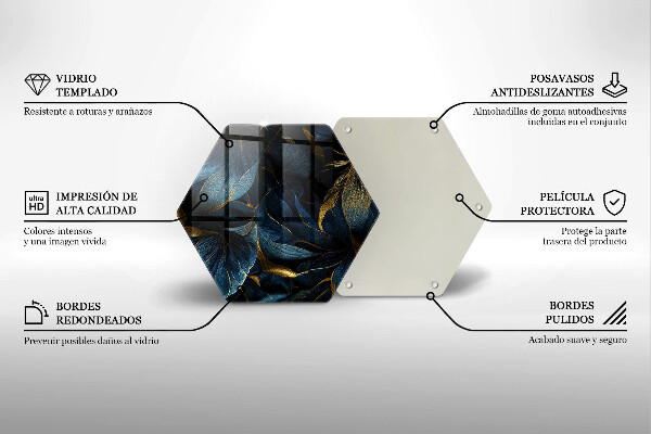 Tagliere in vetro Foglie decorative con oro