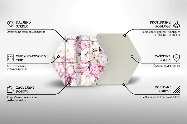 Tagliere in vetro Mazzo di peonia