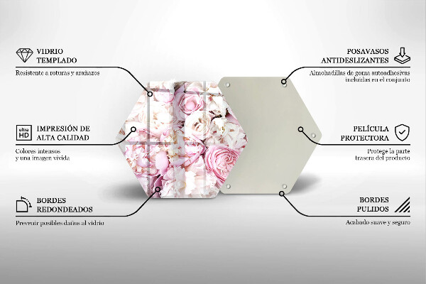 Tagliere in vetro Mazzo di peonia