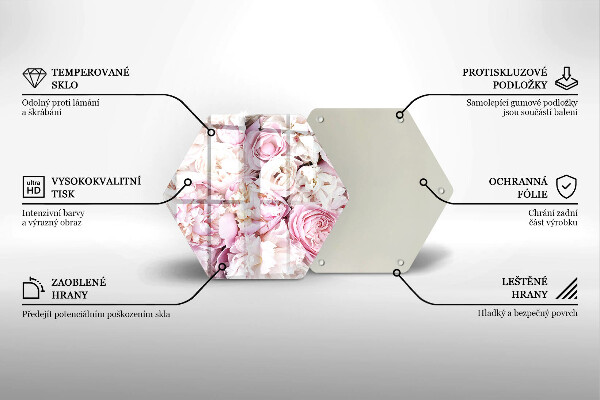 Tagliere in vetro Mazzo di peonia