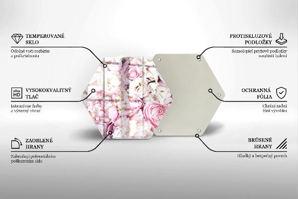 Tagliere in vetro Mazzo di peonia