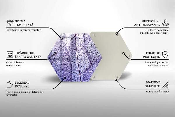 Tagliere in vetro Foglie con venature