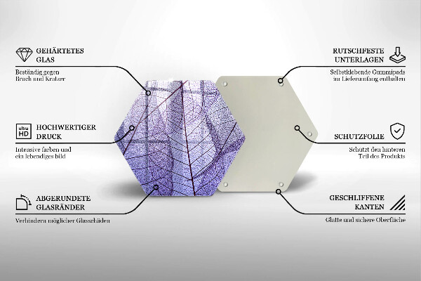 Tagliere in vetro Foglie con venature