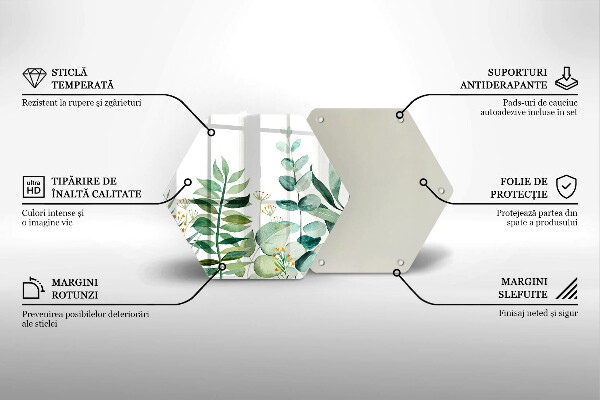Tagliere in vetro Illustrazione delle foglie delle piante