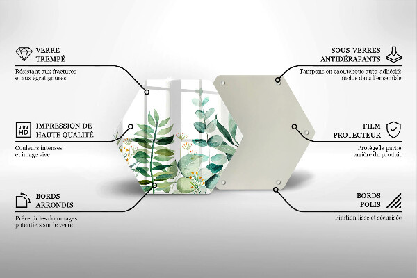 Tagliere in vetro Illustrazione delle foglie delle piante